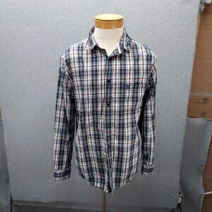 Canterbury Of New Zealand Mens 2XL Long Sleeve Plaid Check Shirt Blue White Red